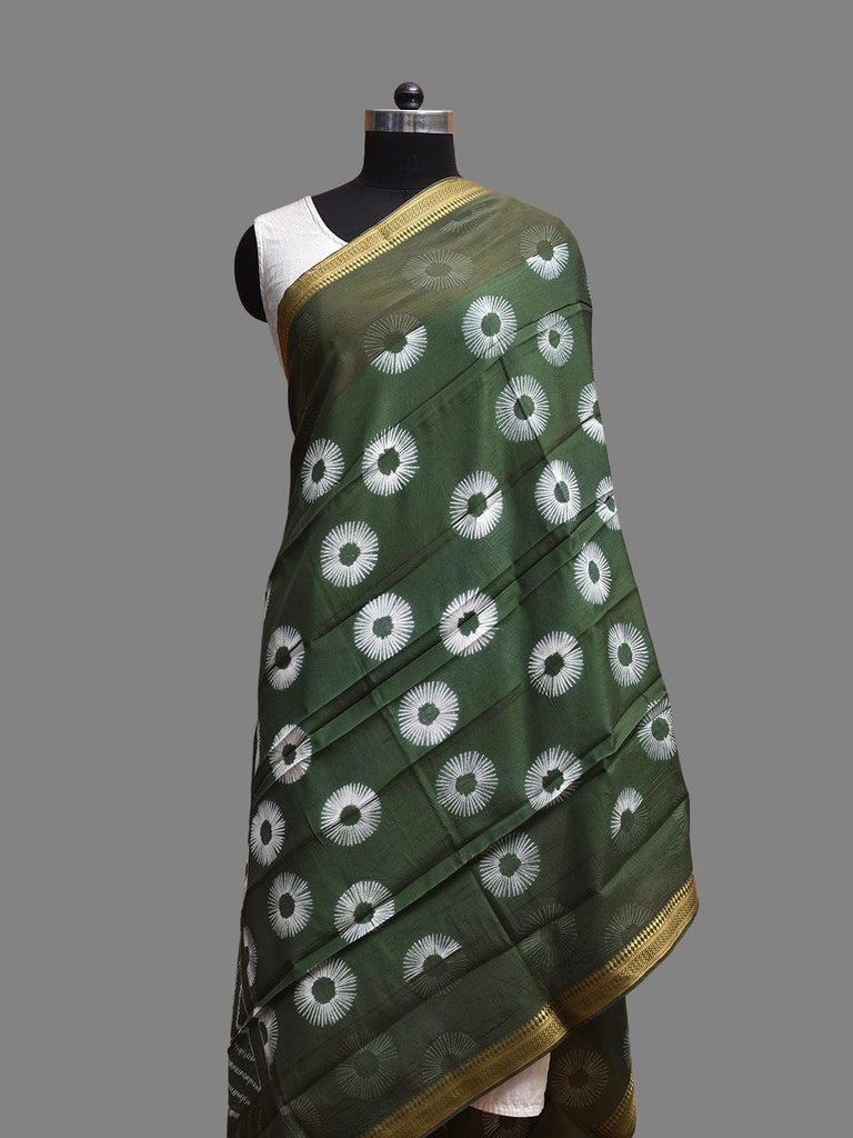 Green Shibori Mangalgiri Sico Dupatta with Zari Border Design ds3808