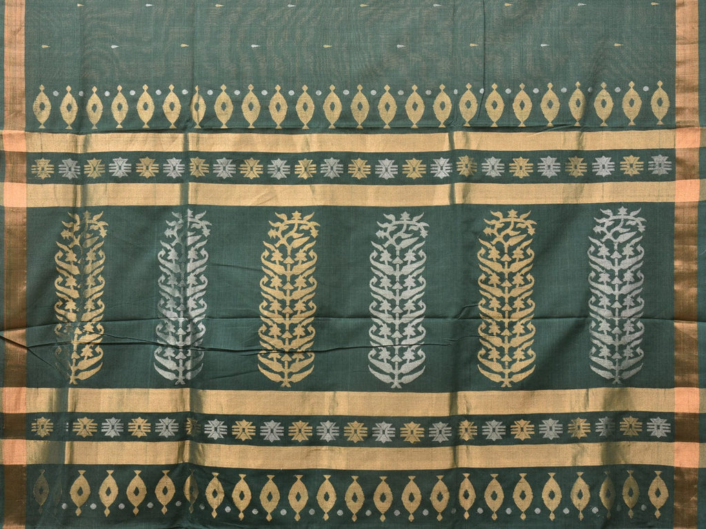 Green Uppada Cotton Handloom Saree with Karpur Pallu Design u2107