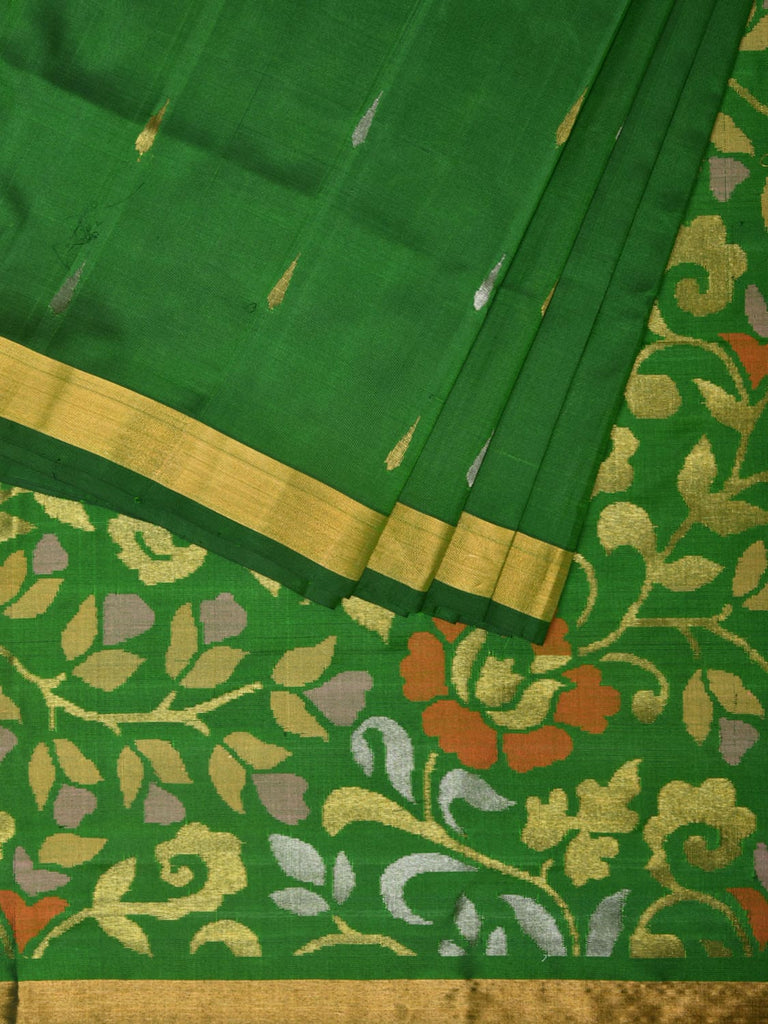 Green Uppada Silk Handloom Saree with Floral Pallu Design u2057