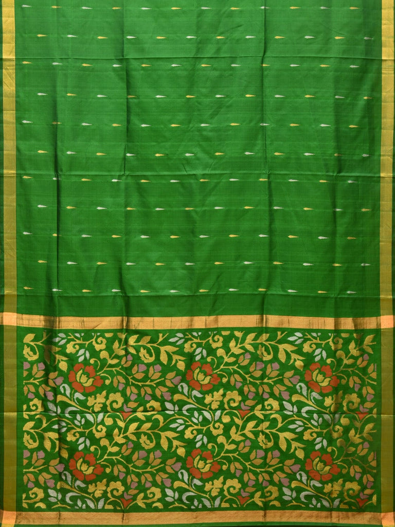 Green Uppada Silk Handloom Saree with Floral Pallu Design u2057