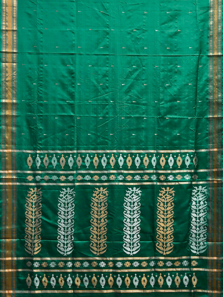 Green Uppada Silk Handloom Saree with Karpur Pallu Design u2495