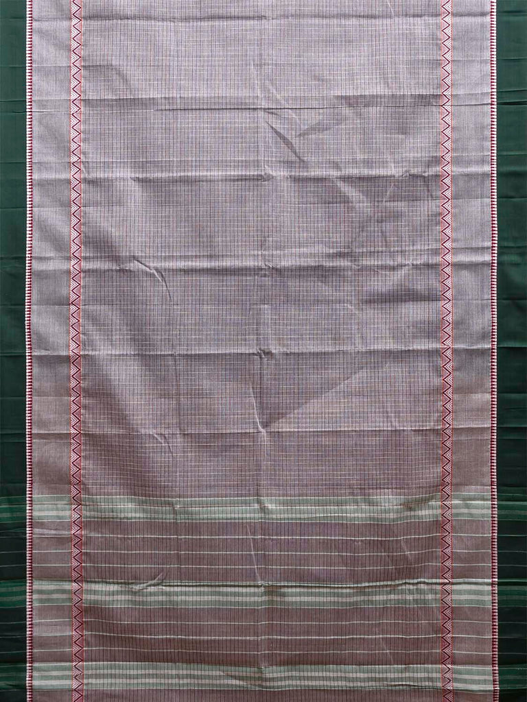 Grey and Green Narayanpet Cotton Handloom Saree with Big Border Design No Blouse np1333