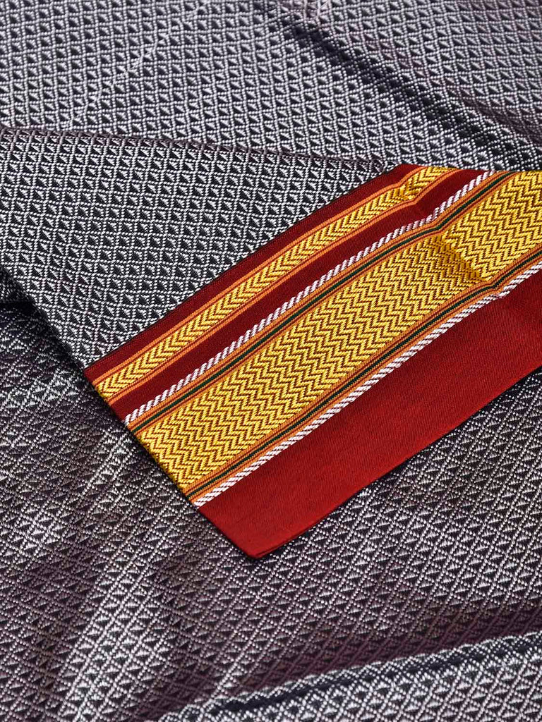 Grey and Maroon Jacquard Viscose Blouse with Contrast Border Design Length 1mt Width 31 Inches BL0181