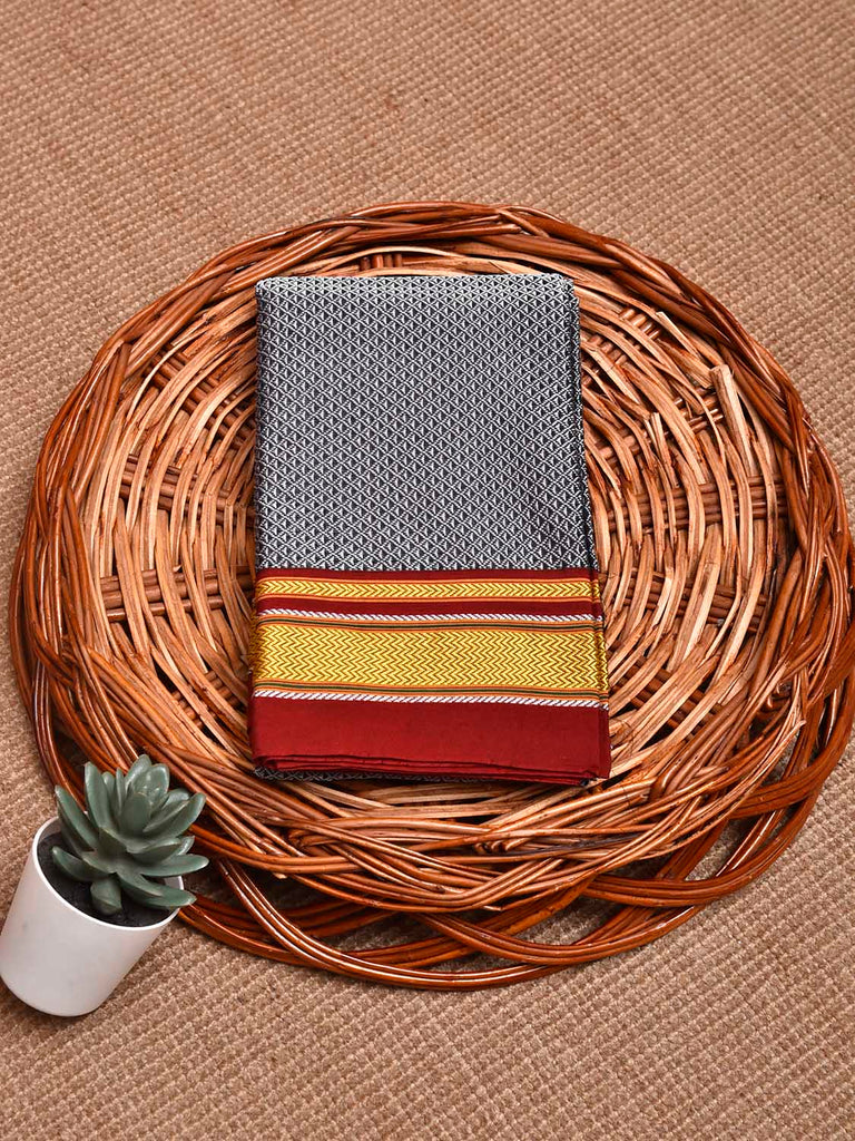 Grey and Maroon Jacquard Viscose Blouse with Contrast Border Design Length 1mt Width 31 Inches BL0181