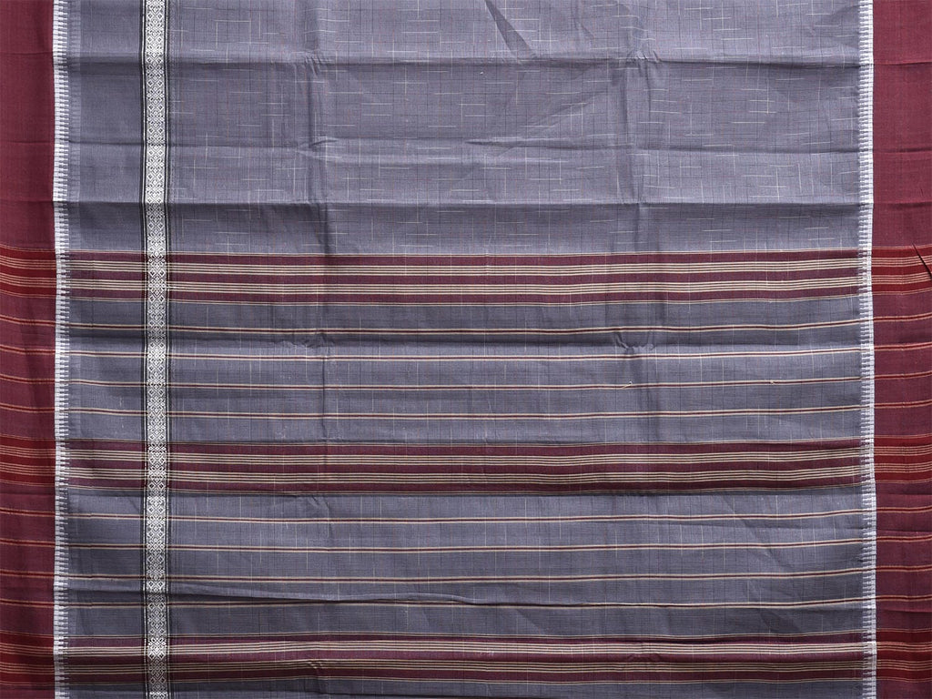 Grey and Maroon Narayanpet Cotton Handloom Saree with One Side Big Border Design No Blouse np1184