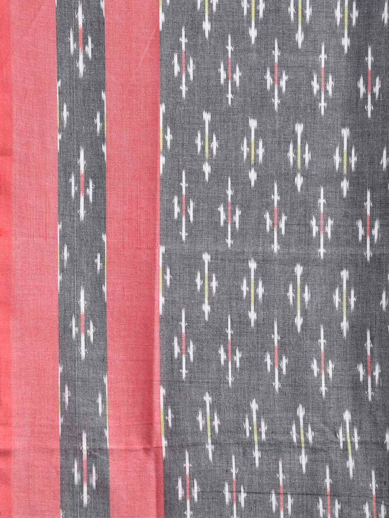 Grey and Peach Pochampally Ikat Cotton Handloom Saree with Grill Pallu Design No Blouse i0986