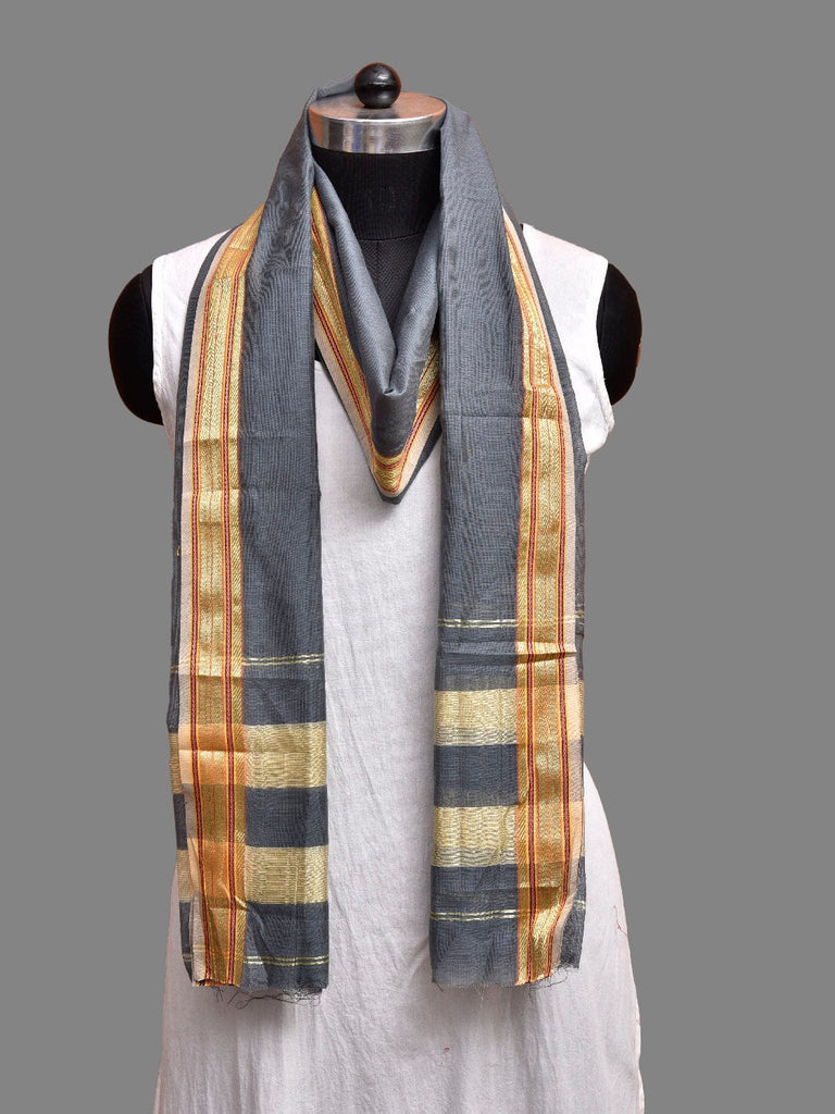 Grey Bamboo Cotton Dupatta with Zari Border ds3872