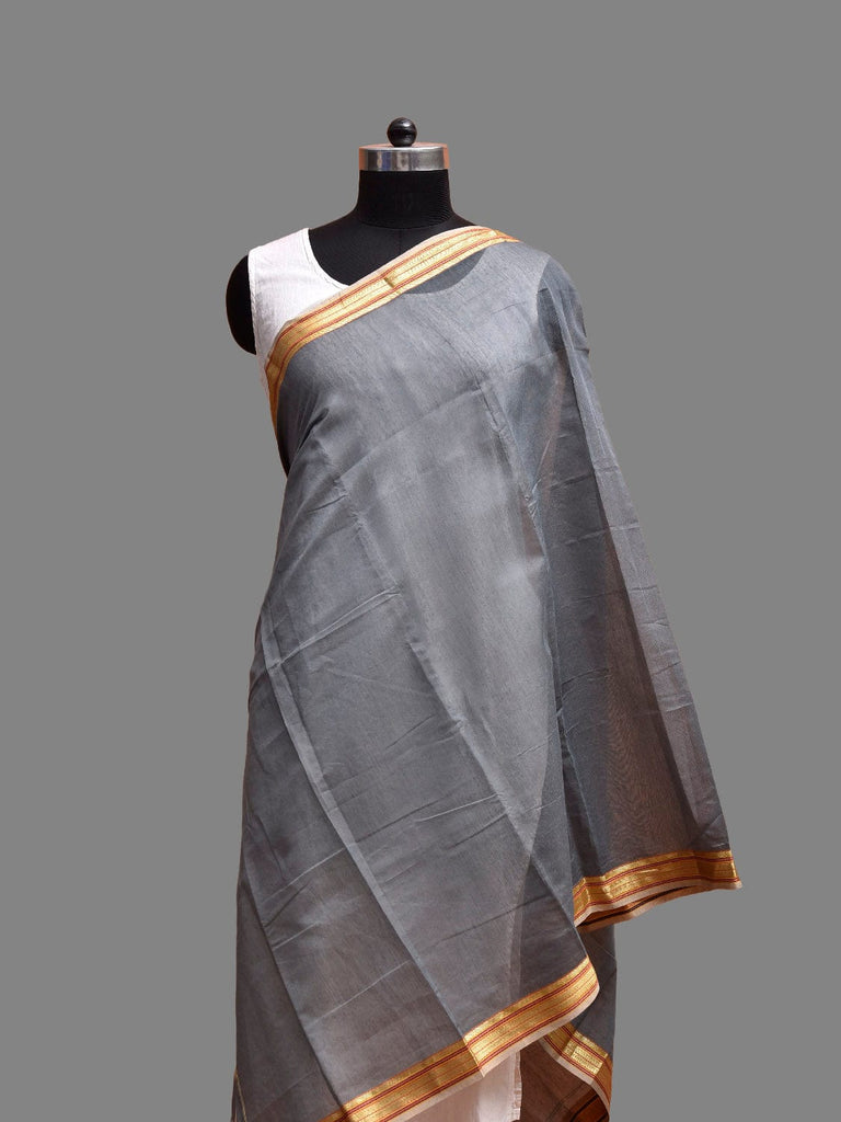 Grey Bamboo Cotton Dupatta with Zari Border ds3872