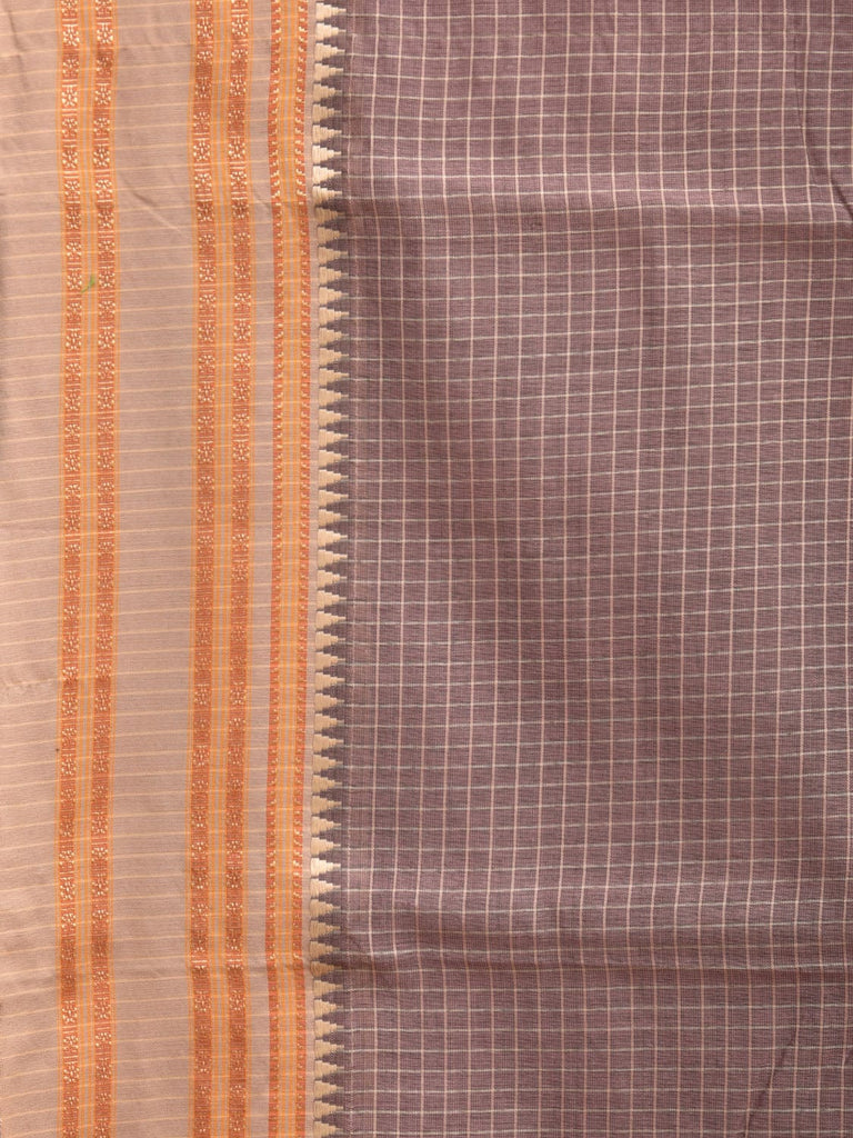 Grey Bamboo Cotton Saree with Checks Design No Blouse bc0281