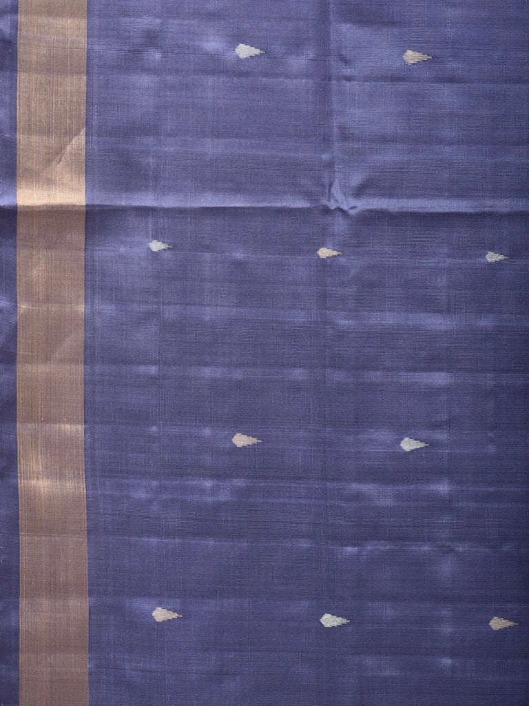 Grey Blue Uppada Silk Handloom Saree with Karpur Pallu Design u2020