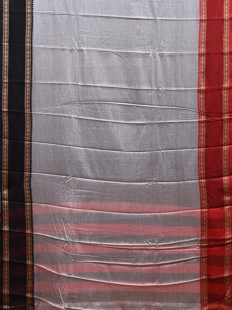 Grey Kanchipuram Cotton Saree with Ganga-Jamuna Border Design k0775