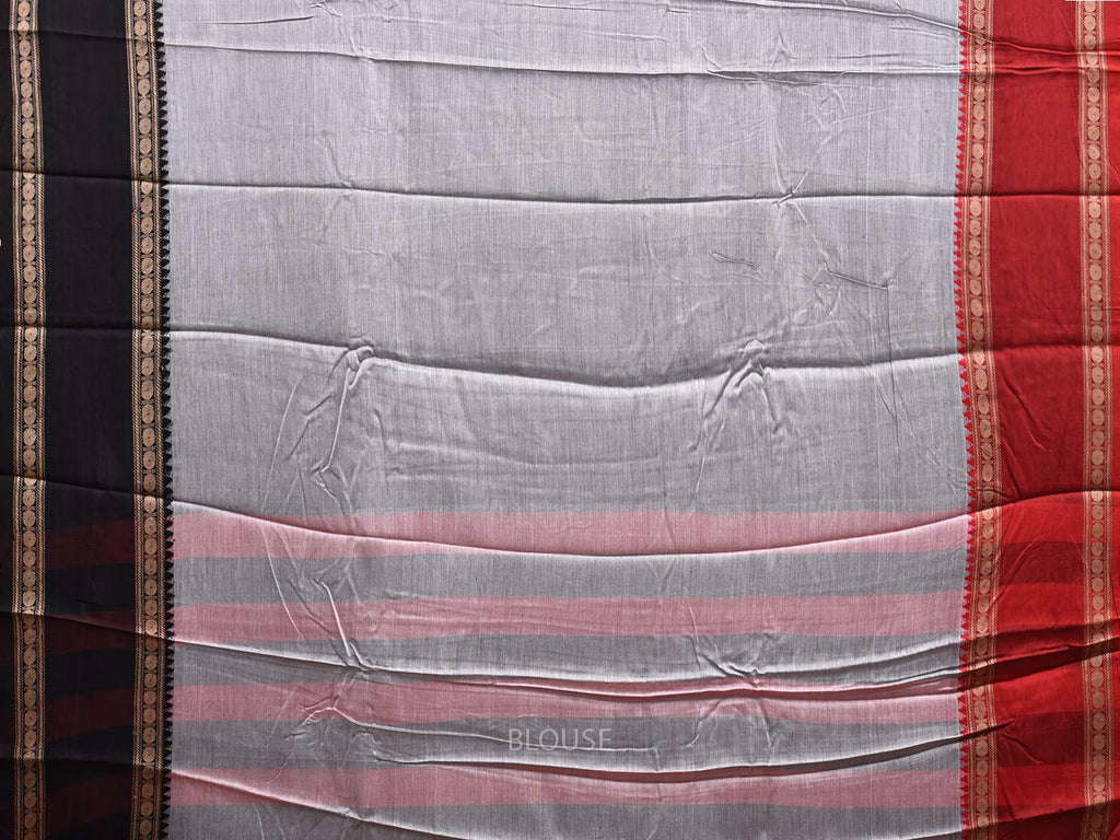 Grey Kanchipuram Cotton Saree with Ganga-Jamuna Border Design k0775