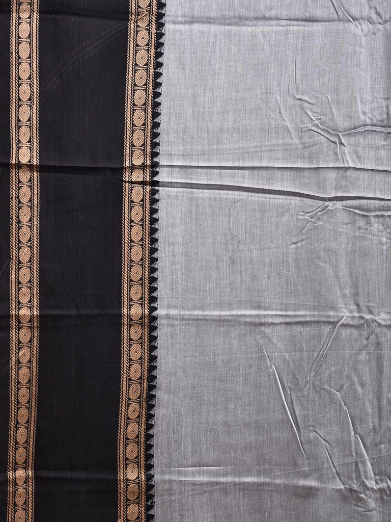 Grey Kanchipuram Cotton Saree with Ganga-Jamuna Border Design k0775