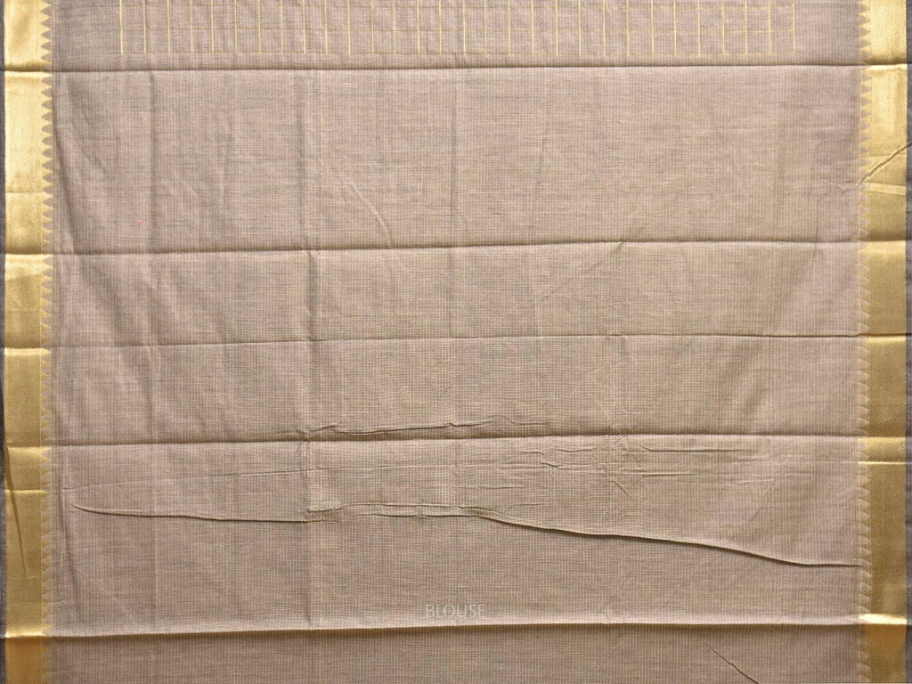 Grey Mangalgiri Cotton Viscose Saree with Checks Design mn0138