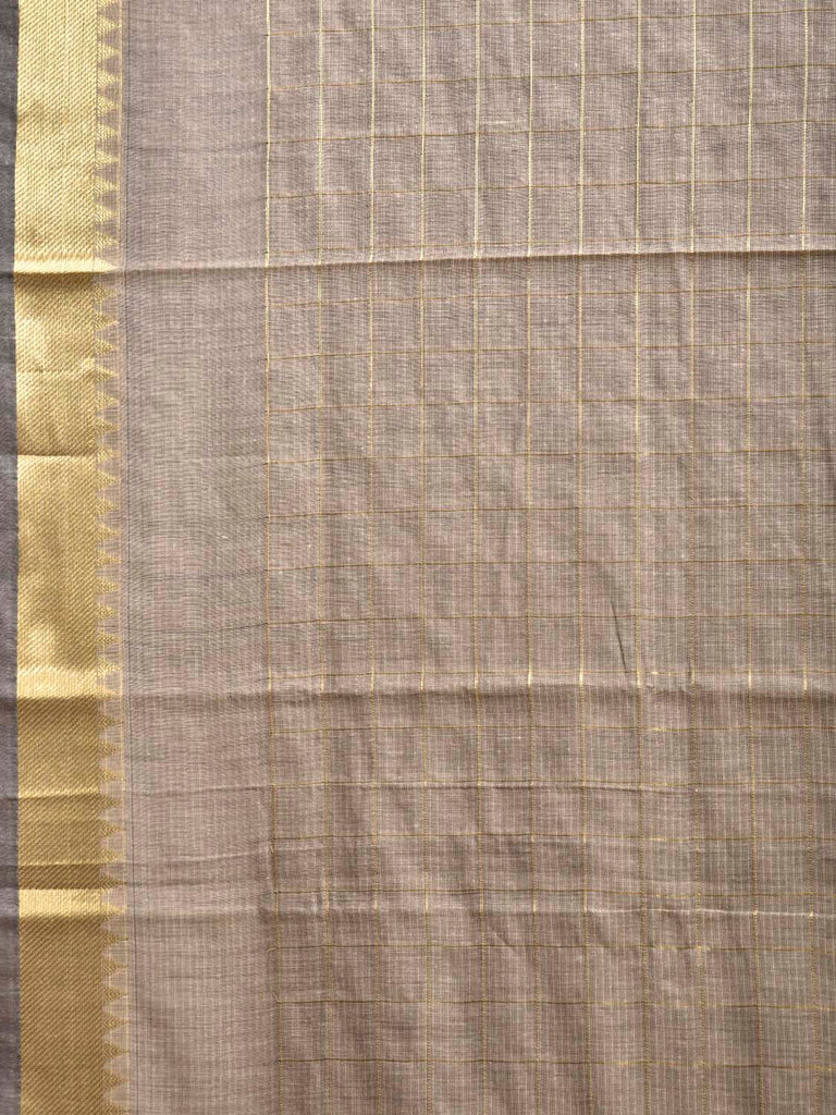 Grey Mangalgiri Cotton Viscose Saree with Checks Design mn0138
