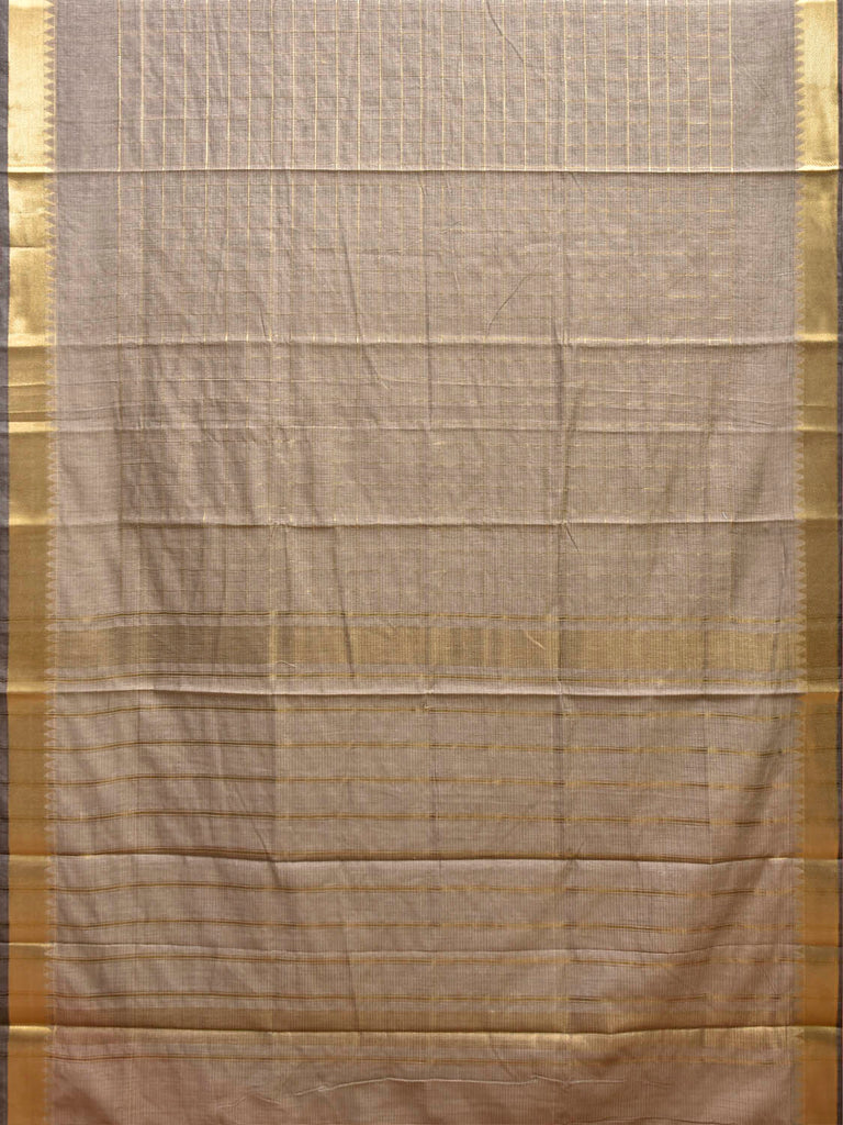 Grey Mangalgiri Cotton Viscose Saree with Checks Design mn0138