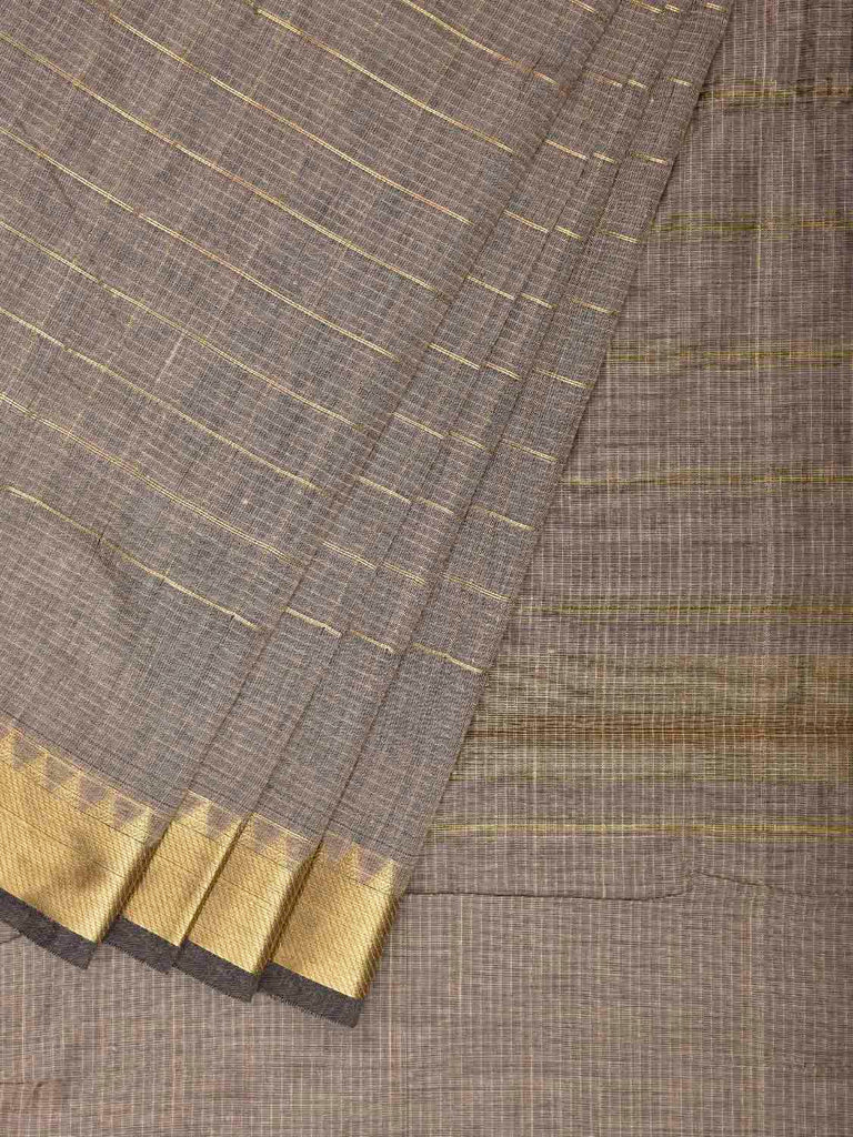 Grey Mangalgiri Cotton Viscose Saree with Checks Design mn0138