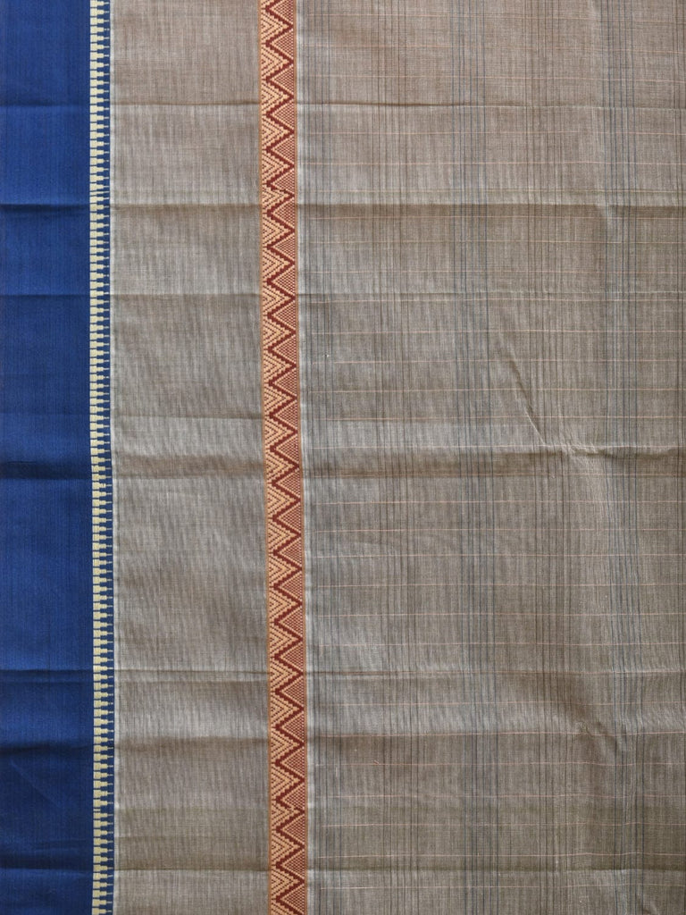 Grey Narayanpet Cotton Handloom Saree with Big Border Design No Blouse np0836
