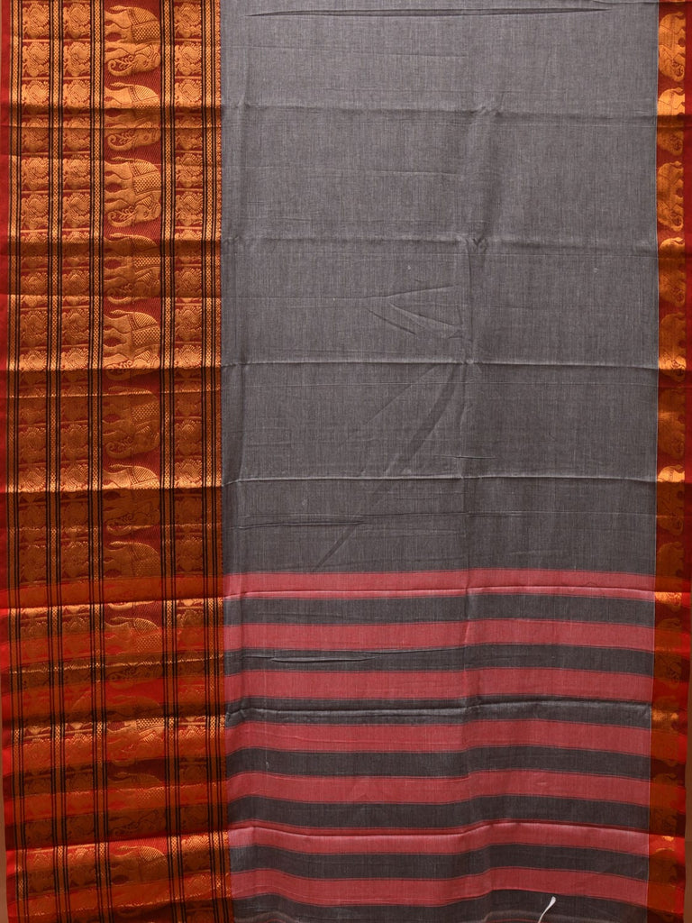 Grey Narayanpet Cotton Handloom Saree with Big Zari Border Design np0682