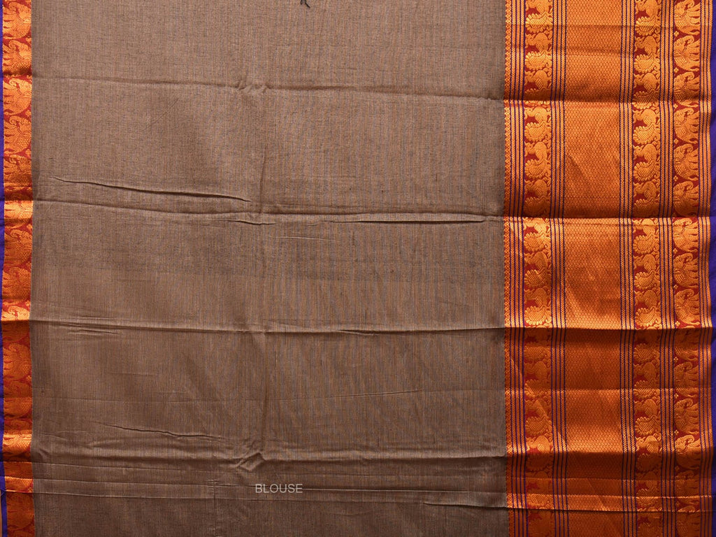 Grey Narayanpet Cotton Handloom Saree with Big Zari Border Design np0684