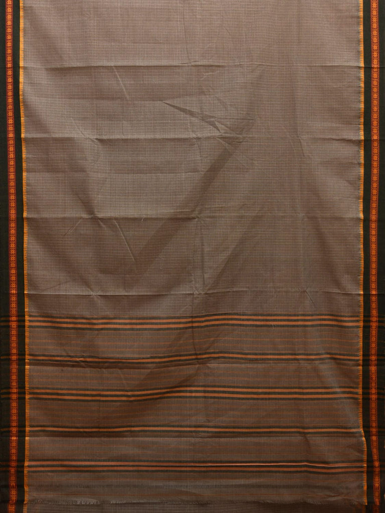 Grey Narayanpet Cotton Handloom Saree with Checks Design No Blouse np0885