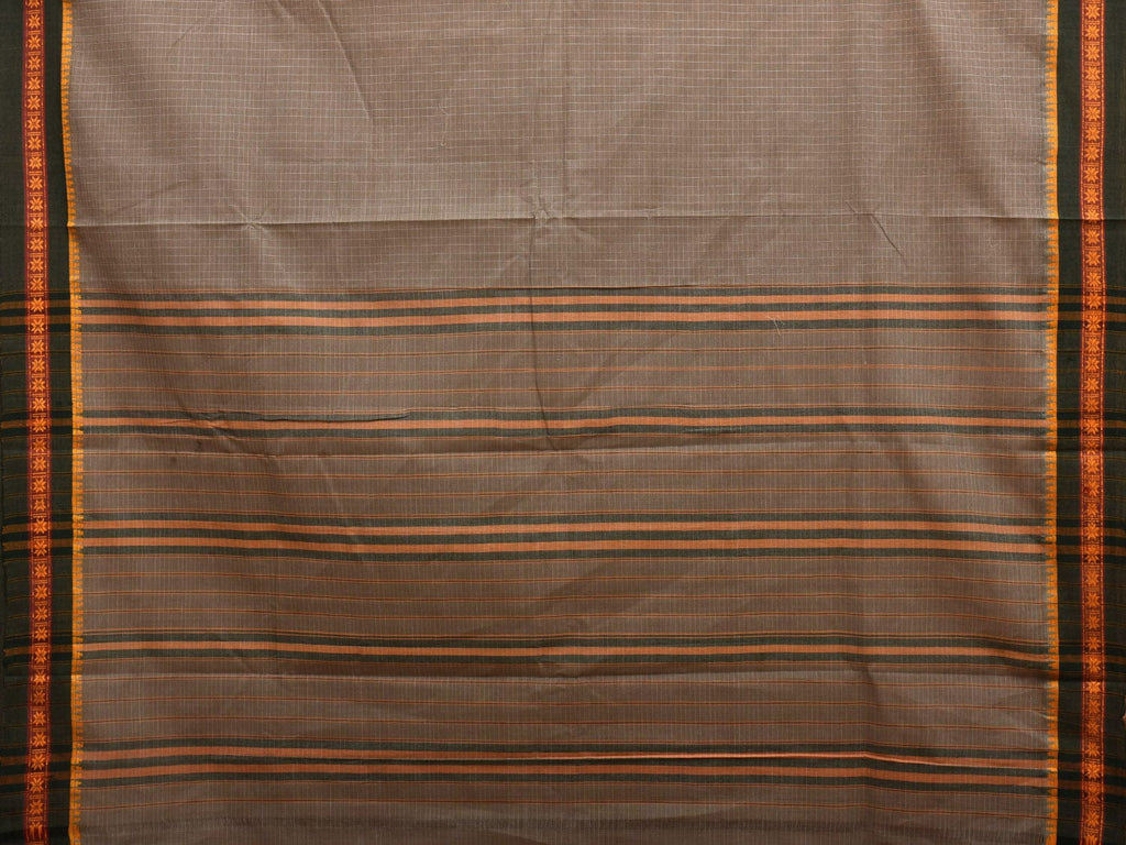 Grey Narayanpet Cotton Handloom Saree with Checks Design No Blouse np0885