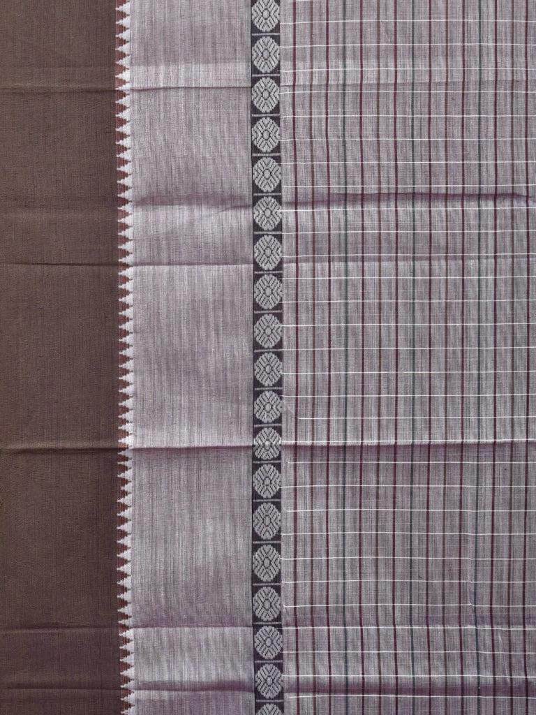 Grey Narayanpet Cotton Handloom Saree with Strips Design No Blouse np0813