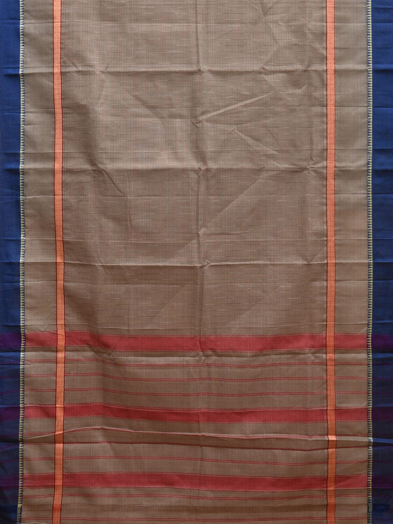 Grey Narayanpet Cotton Handloom Saree with Strips Pallu and Big Border Design No Blouse np0877