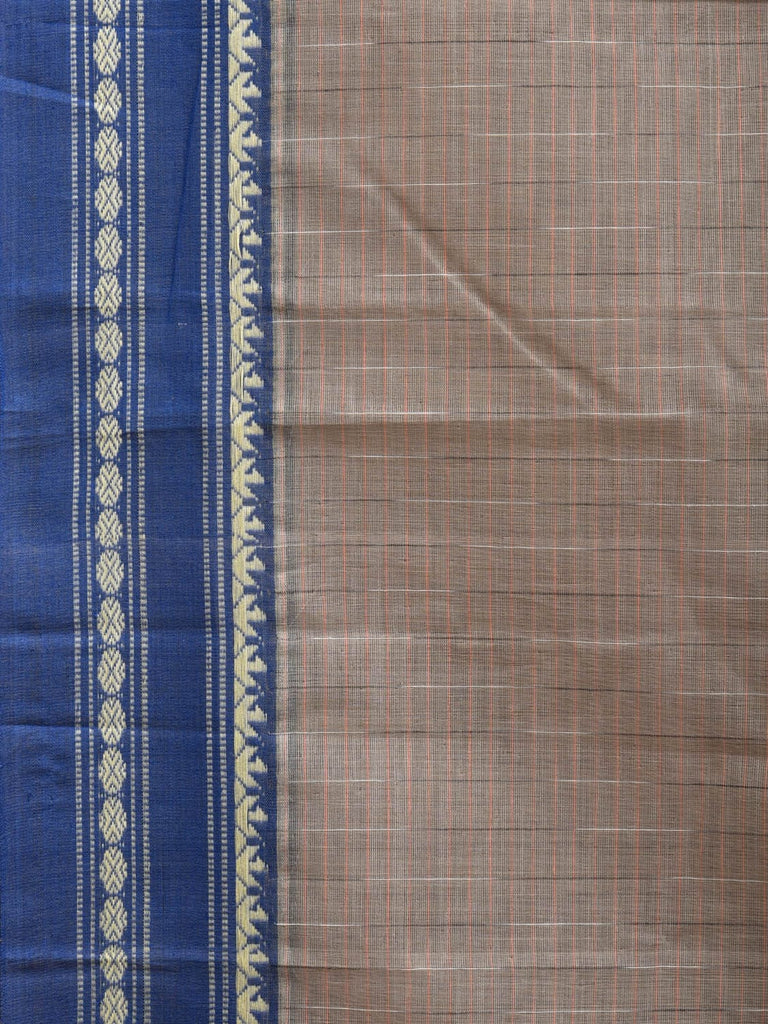 Grey Narayanpet Cotton Handloom Saree with Strips Pallu Design No Blouse np0863