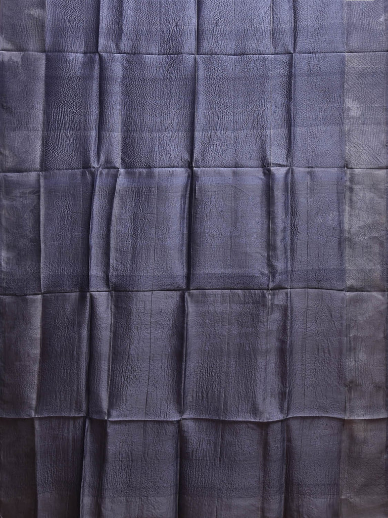 Grey Shibori Tussar Saree with Floral Design o0709