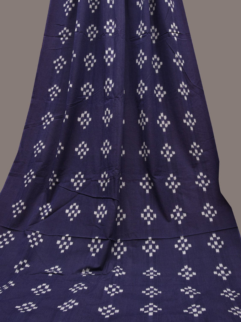 Indigo Ikat Cotton Handloom 2.5mts Fabric with Plus Pattern Design f0258