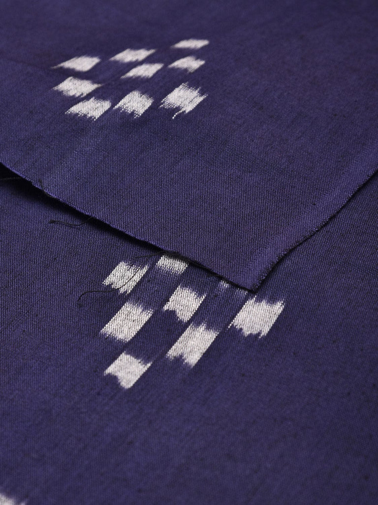 Indigo Ikat Cotton Handloom 2.5mts Fabric with Plus Pattern Design f0258