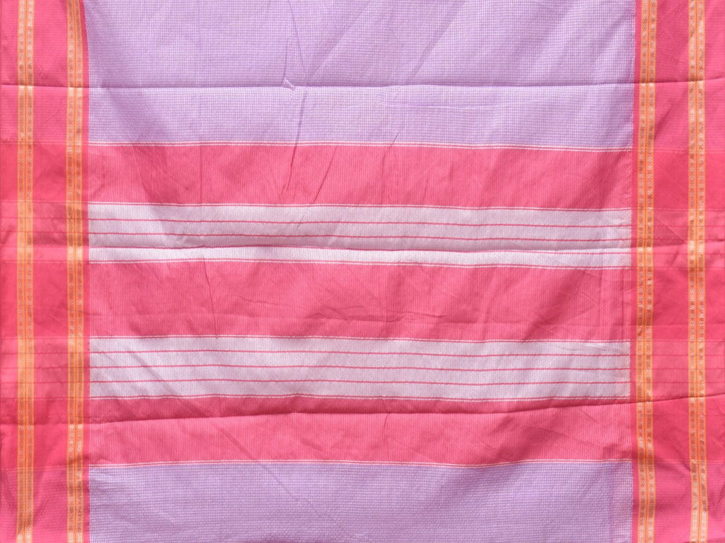 Lavender and Baby Pink Bamboo Cotton Saree with Small Checks Design No Blouse bc0230