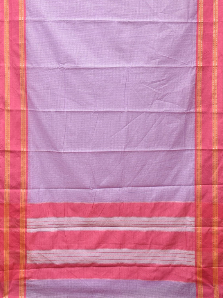 Lavender and Baby Pink Bamboo Cotton Saree with Small Checks Design No Blouse bc0230