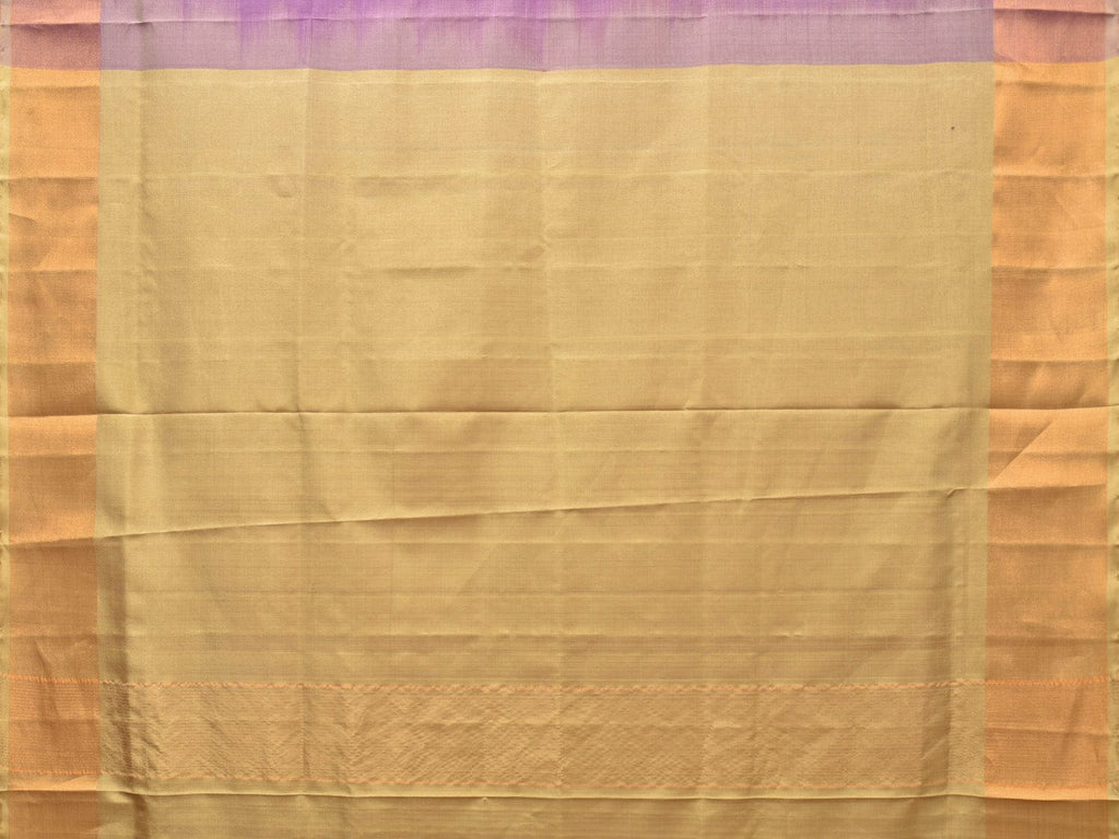 Lavender and Cream Uppada Silk Handloom Plain Saree with Contrast Pallu Design u2111