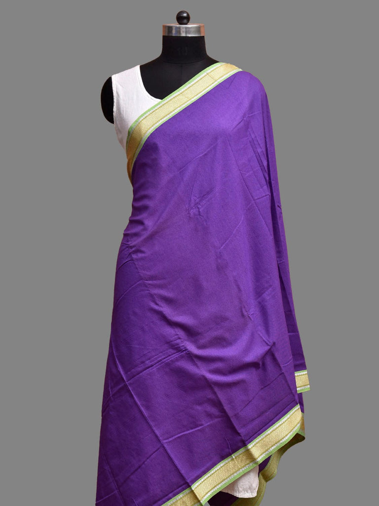 Lavender and Green Bamboo Cotton Dupatta with Zari Border ds3874