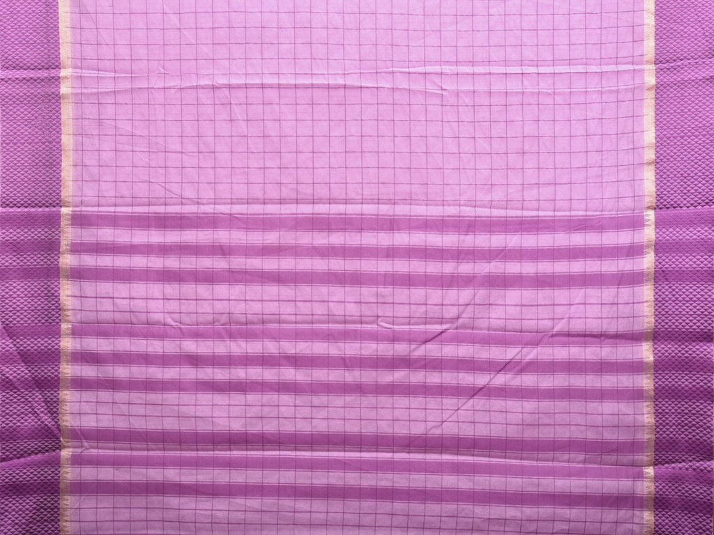 Lavender Bamboo Cotton Saree with Big Checks Design No Blouse bc0385