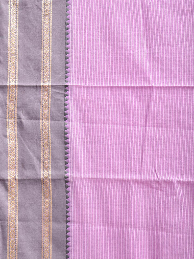 Lavender Bamboo Cotton Saree with Ganga-Jamuna Border Design No Blouse bc0807