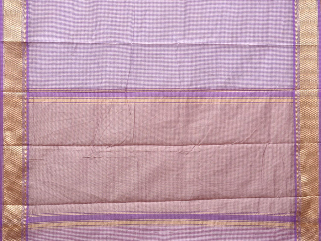 Lavender Bamboo Cotton Saree with Small Checks Design No Blouse bc0250