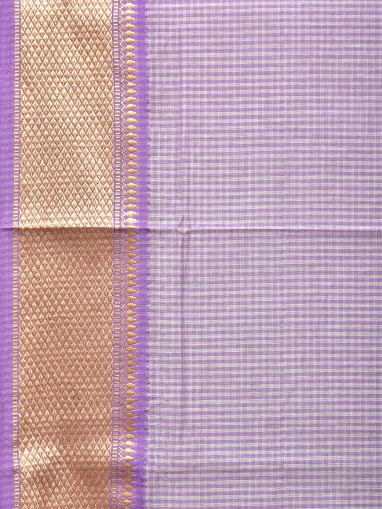 Lavender Bamboo Cotton Saree with Small Checks Design No Blouse bc0250