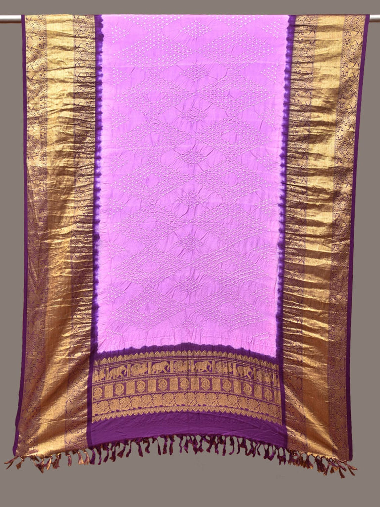 Lavender Bandhani Kanchipuram Silk Handloom Dupatta with Border Design ds3305