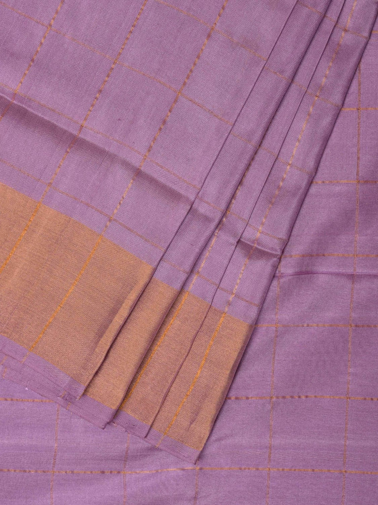 Lavender Uppada Silk Handloom Saree with Checks Design u2141