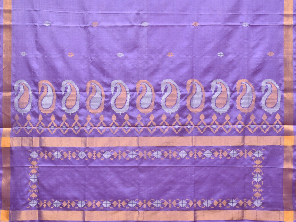 Lavender Uppada Silk Handloom Saree with Mango Pallu Design u2062