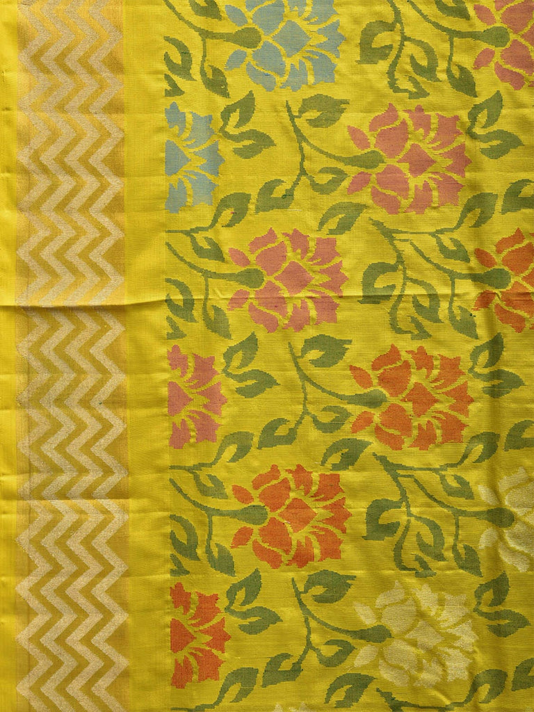 Lemon Uppada Silk Handloom Saree with All Over Lotus Flower and Border Design u2292