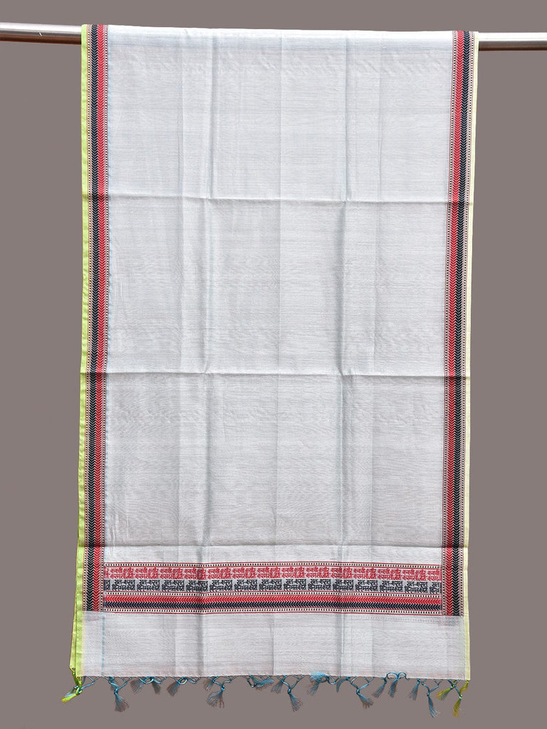 Light Blue Banaras Cotton Silk Stole with Border Design ds3655