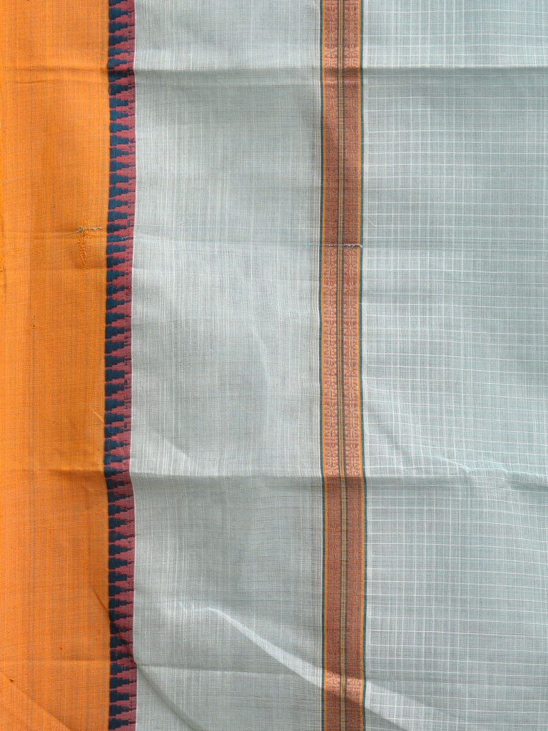 Light Blue Narayanpet Cotton Handloom Saree with Checks and Big Border Design No Blouse np0876