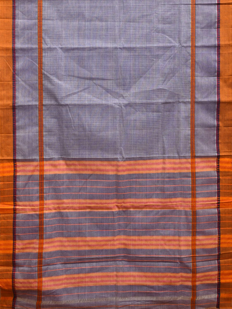 Light Blue Narayanpet Cotton Handloom Saree with Checks and Big Border Design No Blouse np0878