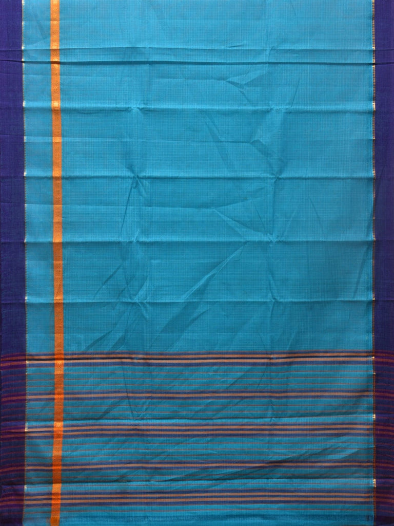 Light Blue Narayanpet Cotton Handloom Saree with Checks Design No Blouse np0761