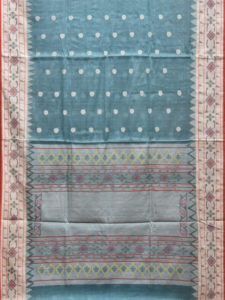 Light Blue Paithani Tussar Handloom Saree with Aakruti Border Design p0493