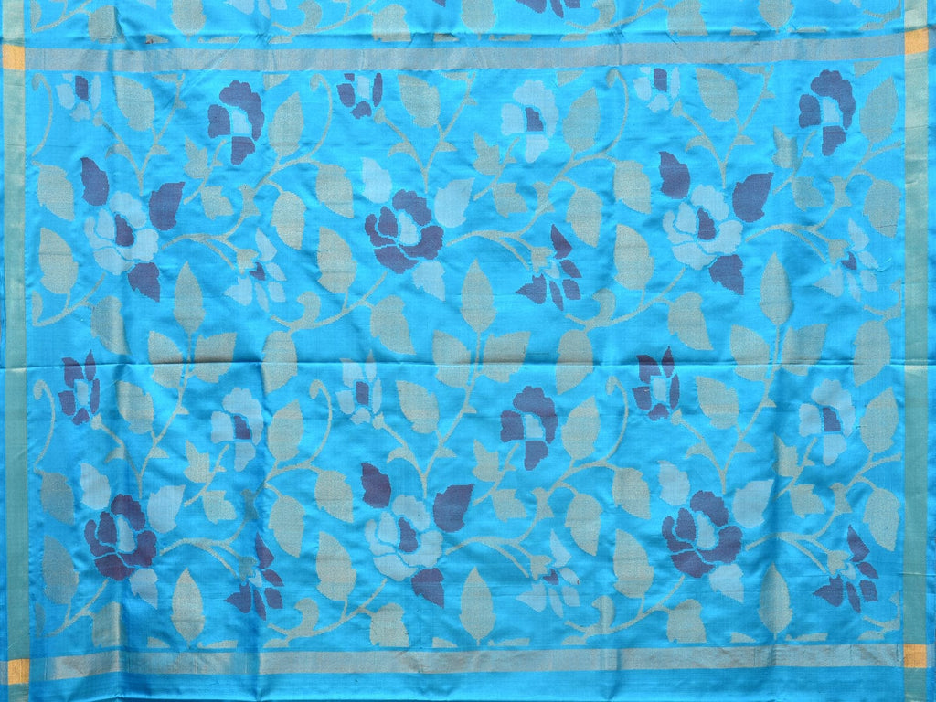 Light Blue Uppada Silk Handloom Saree with All Over Floral Design u2105